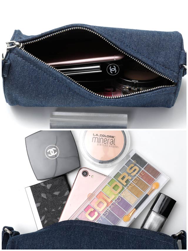 [2way]デニムシリンダーボタンショルダー＆ハンドバッグ