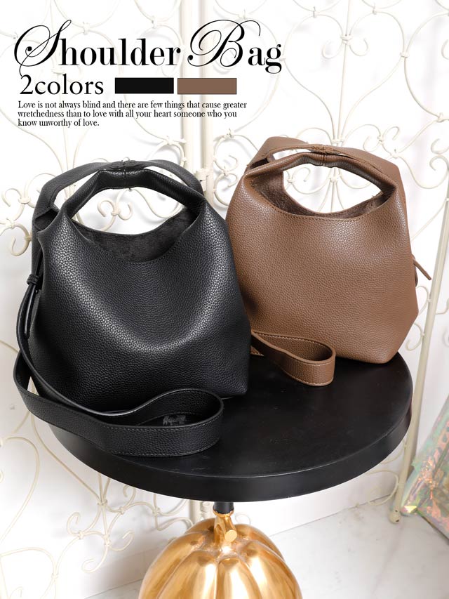 [2way]ワンカラーミニポーチ付きハンドバッグ