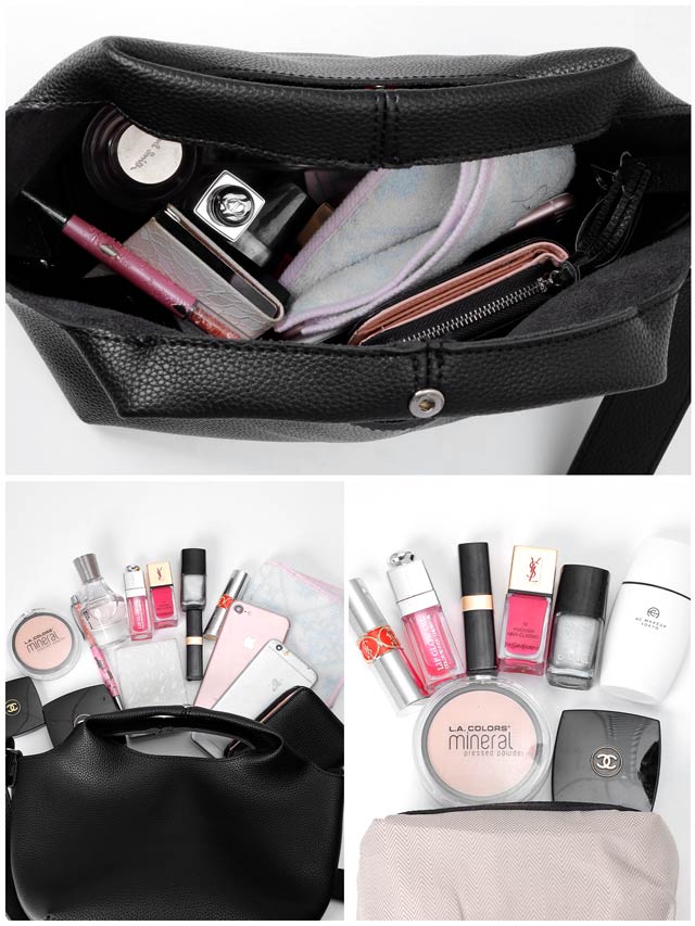 [2way]ワンカラーミニポーチ付きハンドバッグ