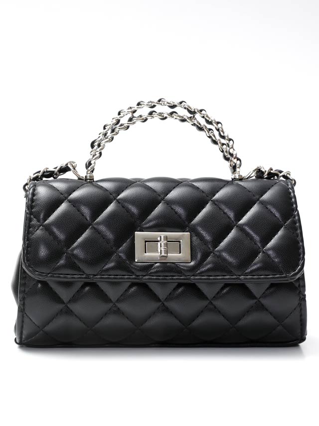 7/15再販予定! [2way]キルティングツイストシルバーショルダー＆ハンドバッグ【入荷通知登録推奨】