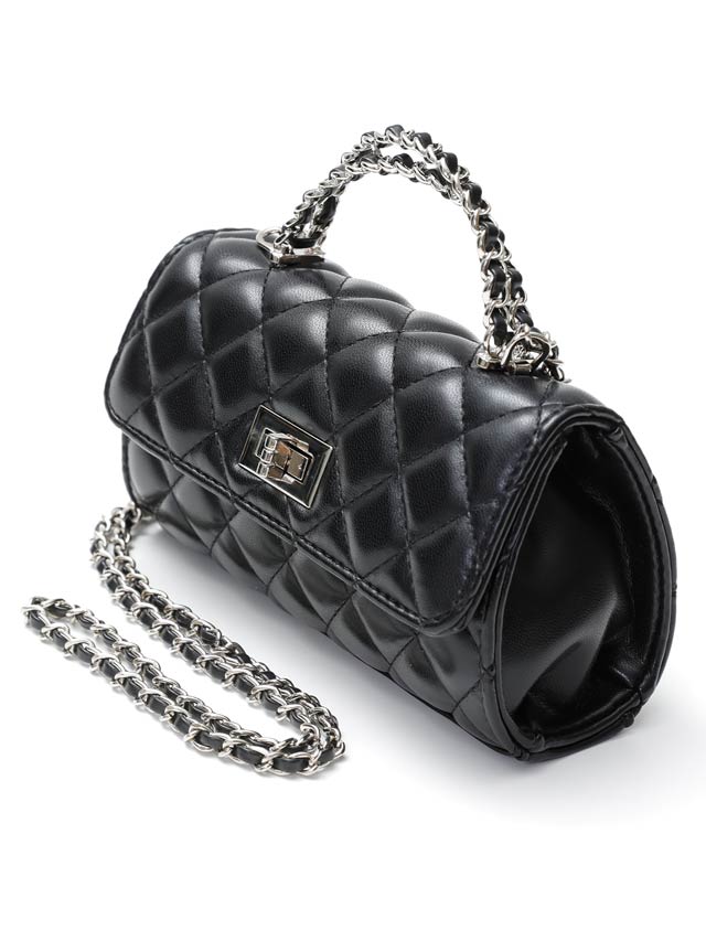 7/15再販予定! [2way]キルティングツイストシルバーショルダー＆ハンドバッグ【入荷通知登録推奨】