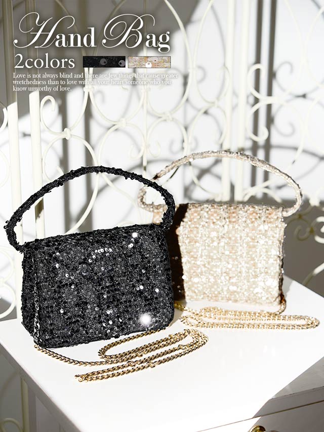 [2way]ツイードラメスパンコールショルダー＆ハンドバッグ