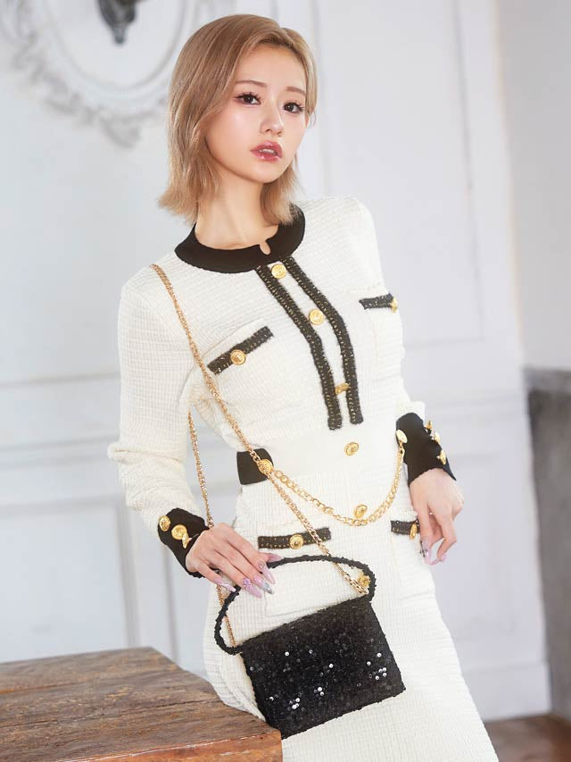 [2way]ツイードラメスパンコールショルダー＆ハンドバッグ