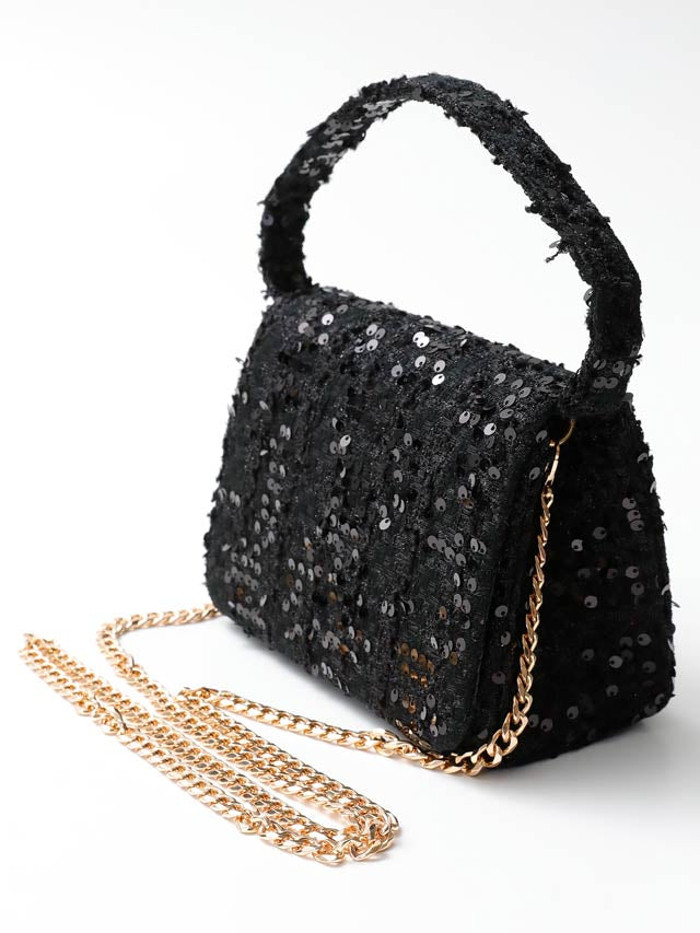 [2way]ツイードラメスパンコールショルダー＆ハンドバッグ