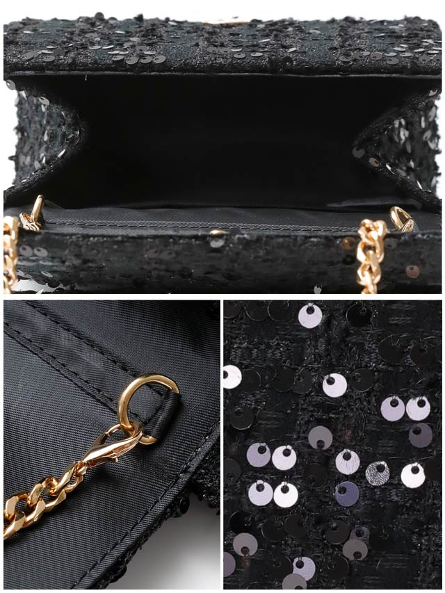 [2way]ツイードラメスパンコールショルダー＆ハンドバッグ