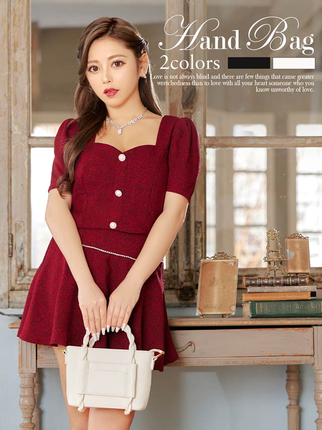 [2way]ツイストハンドル スクエアショルダー＆ハンドバッグ