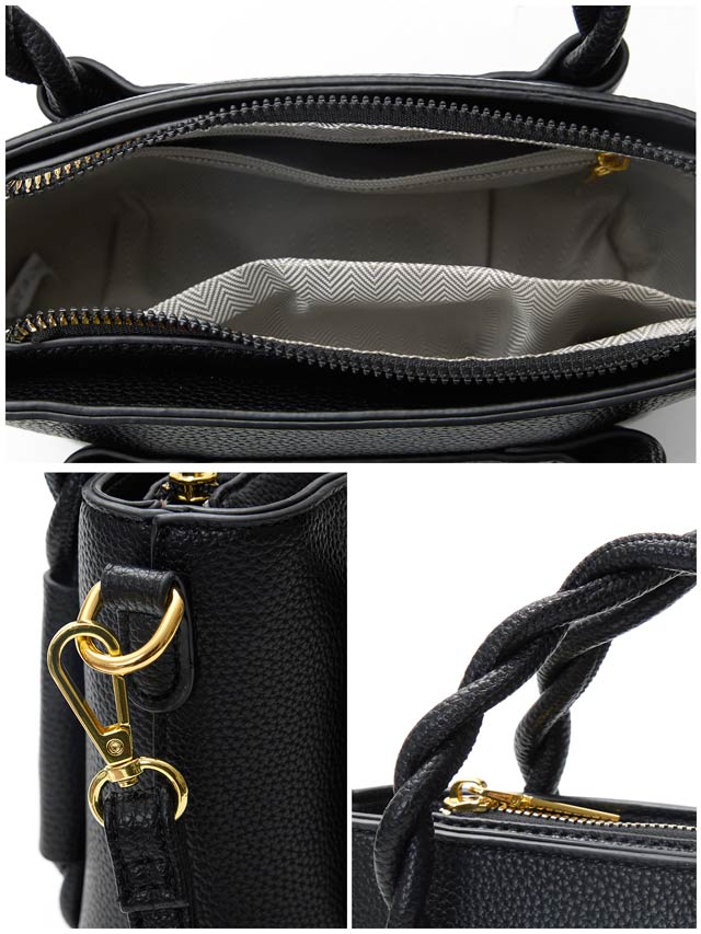 [2way]ツイストハンドル スクエアショルダー＆ハンドバッグ