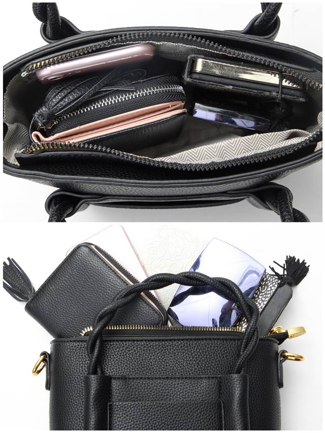 [2way]ツイストハンドル スクエアショルダー＆ハンドバッグ