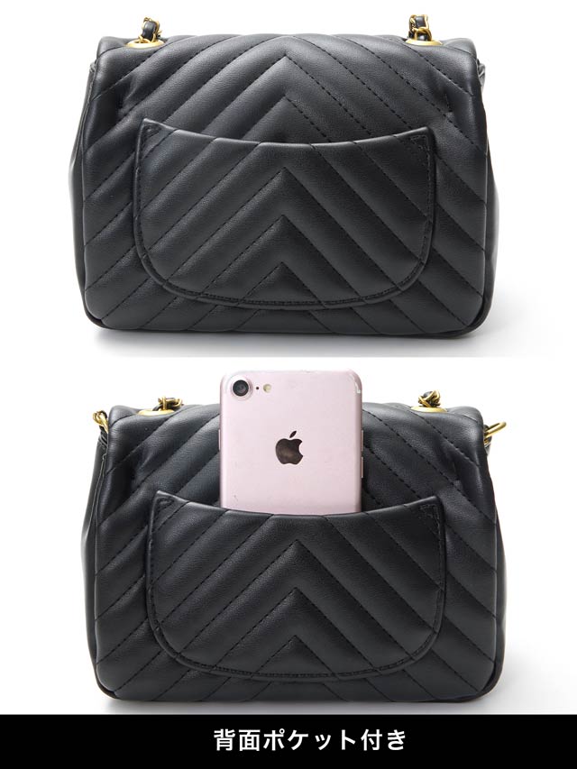 8/1再入荷![2way]Vキルティングチェーンショルダー＆ハンドバッグ