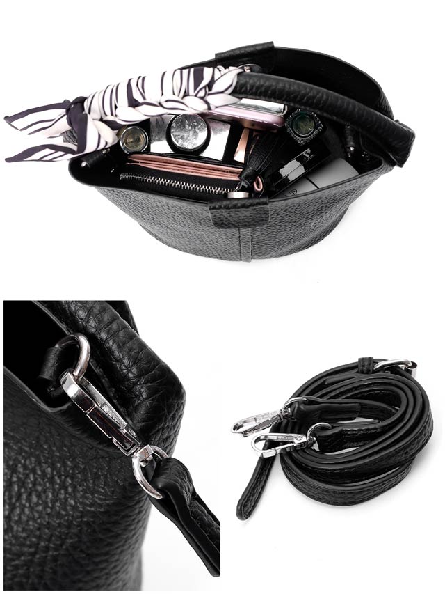 7/4新作![2way]スカーフ付きワンハンドルバケットバッグ