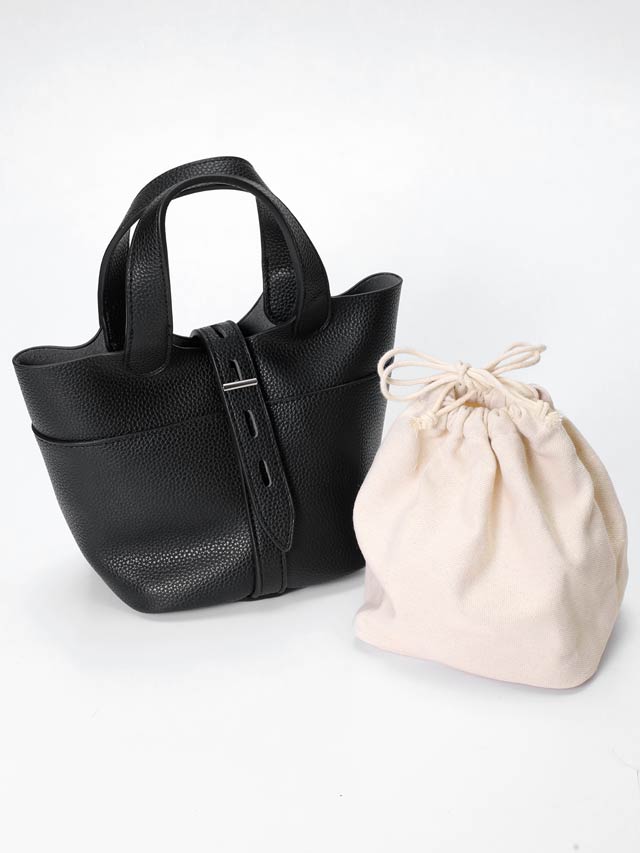 6/18新作![2way]巾着付きセンターベルトハンドバッグ