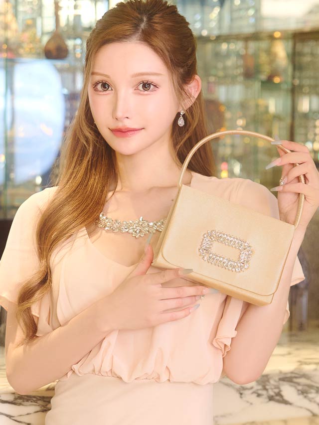 8/15新作![2way]シャイニービジュースクエアハンドバッグ