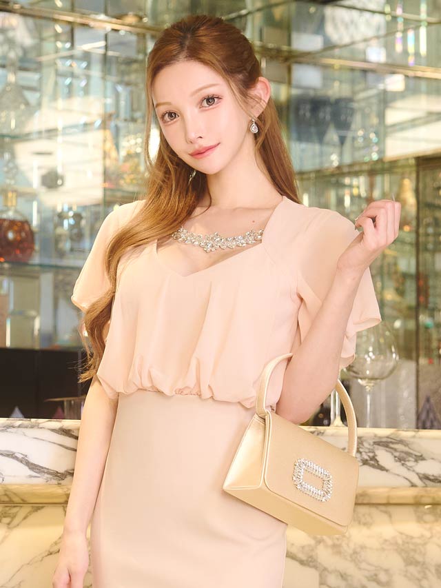 8/15新作![2way]シャイニービジュースクエアハンドバッグ