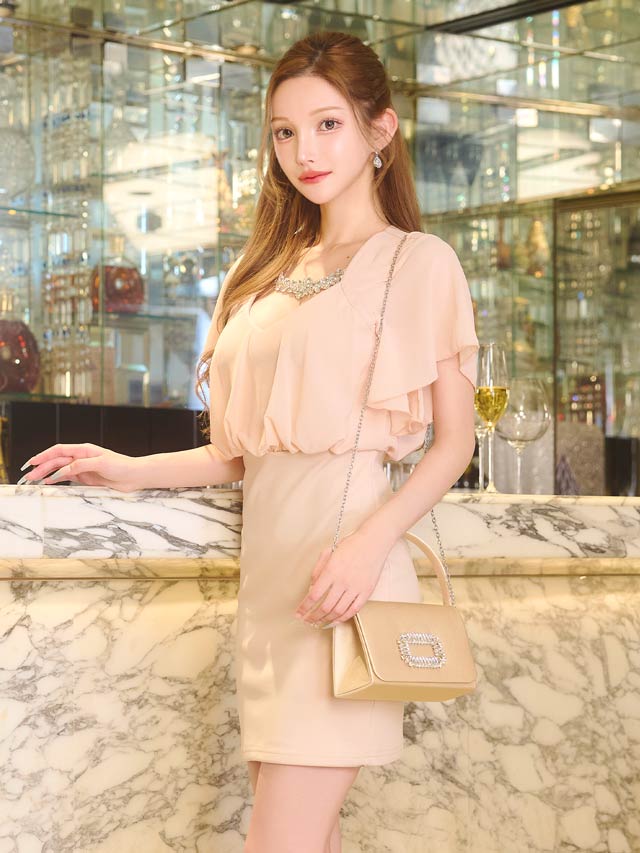 8/15新作![2way]シャイニービジュースクエアハンドバッグ