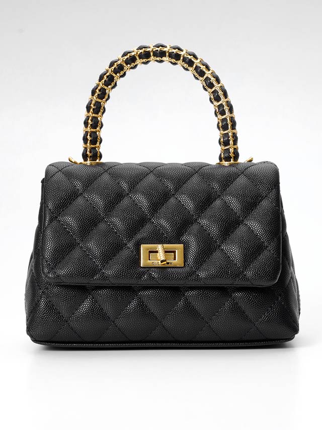 7/2新作![2way]メタルハンドルキルティングハンドバッグ