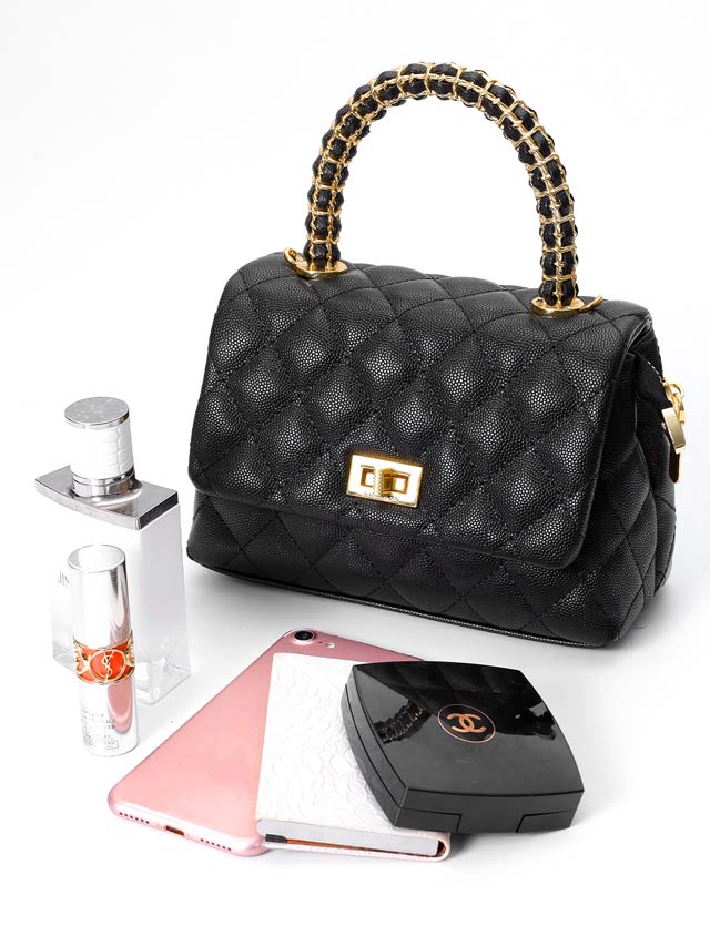 7/2新作![2way]メタルハンドルキルティングハンドバッグ