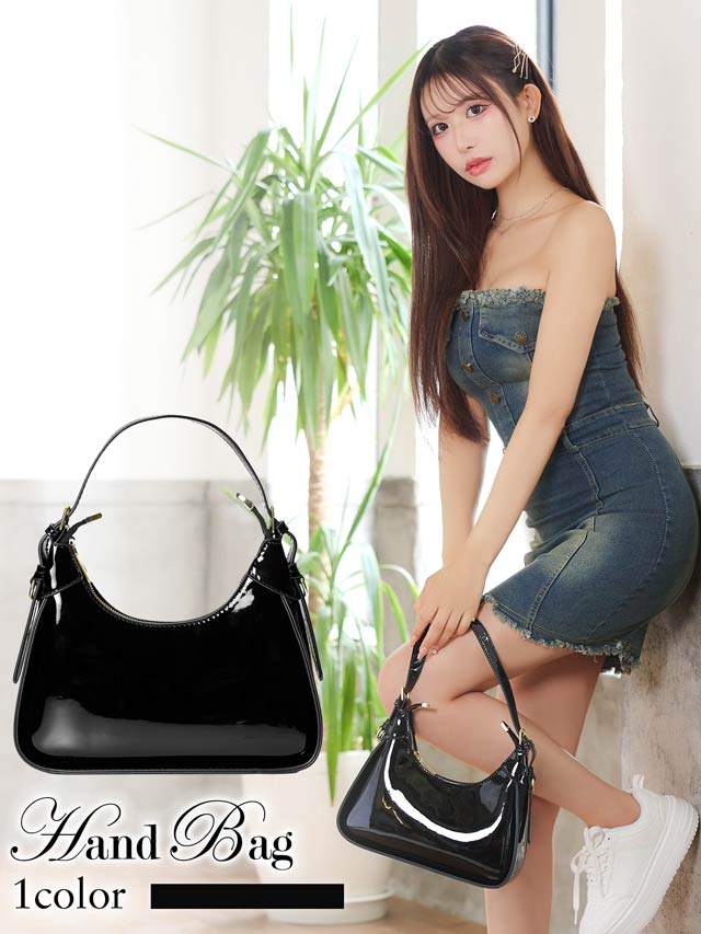 7/21新作![2way]エナメルバックルハンドル＆ショルダーバッグ