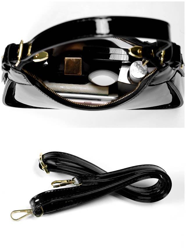 7/21新作![2way]エナメルバックルハンドル＆ショルダーバッグ