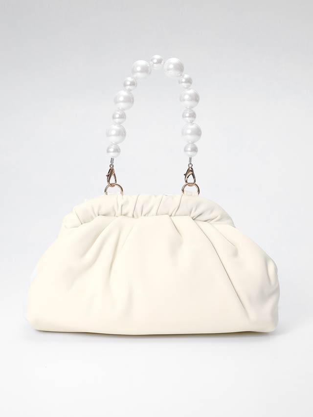 6/25新作![2way]パールハンドルギャザーハンドバッグ