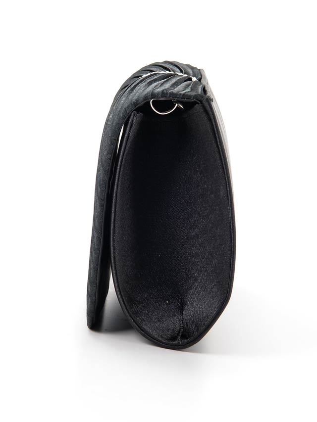 [全2色][2way]サテンプリーツxラインストーン付クラッチバッグ