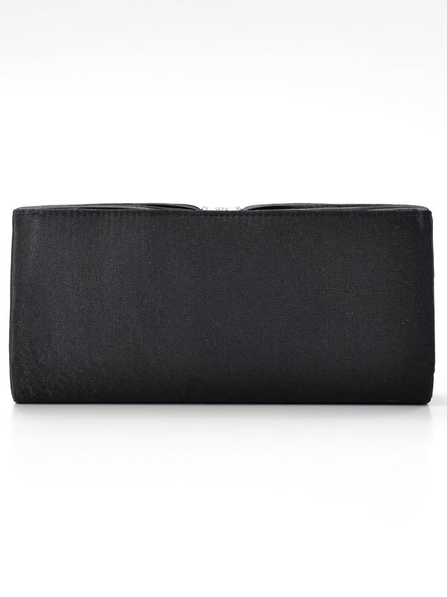 [全2色][2way]サテンプリーツxラインストーン付クラッチバッグ