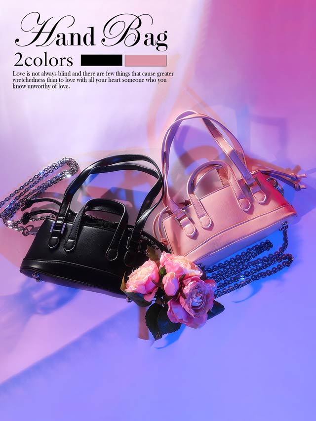 [全2色][2way]ワンカラー巾着ミニハンドバッグ