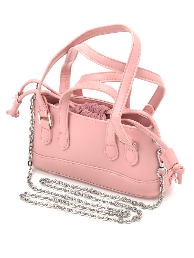 [全2色][2way]ワンカラー巾着ミニハンドバッグ