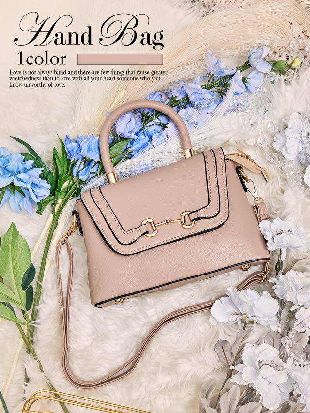 [2way]ゴールドバックルレザーラインハンド＆ショルダーバッグ