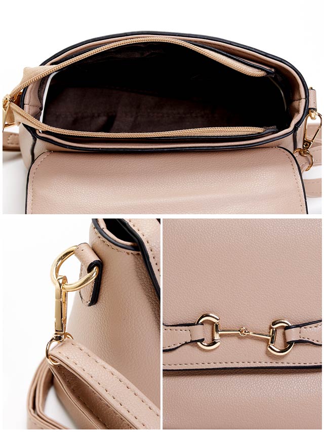 [2way]ゴールドバックルレザーラインハンド＆ショルダーバッグ