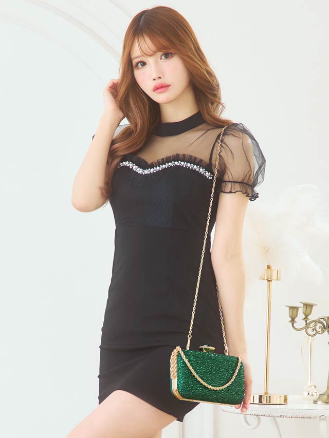 [2way]ラグジュアリーグリッターストーンハンド＆ショルダーバッグ