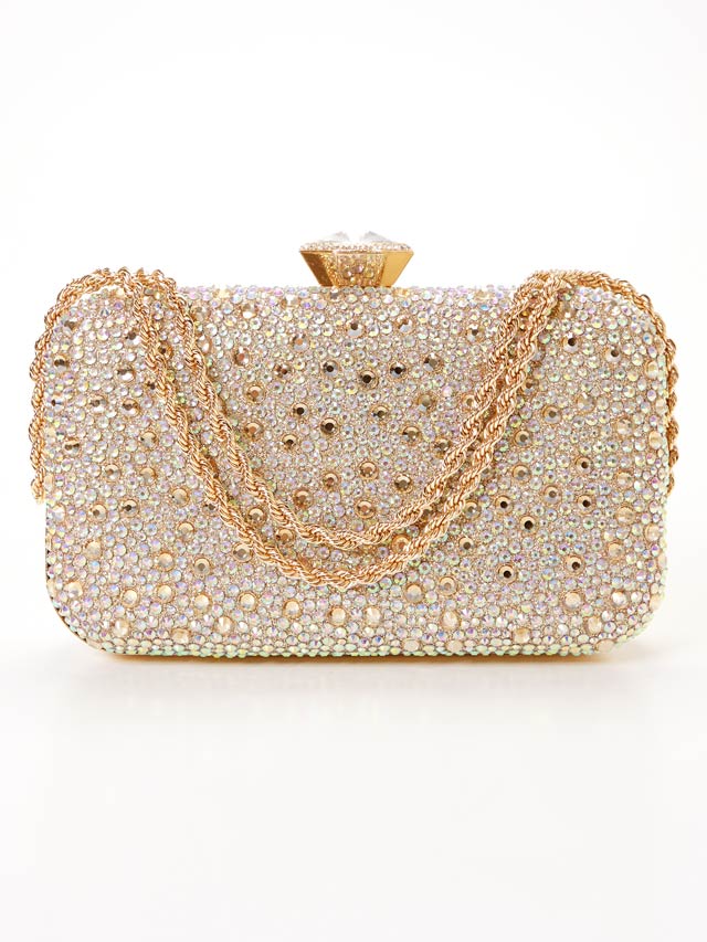 [2way]ラグジュアリーグリッターストーンハンド＆ショルダーバッグ