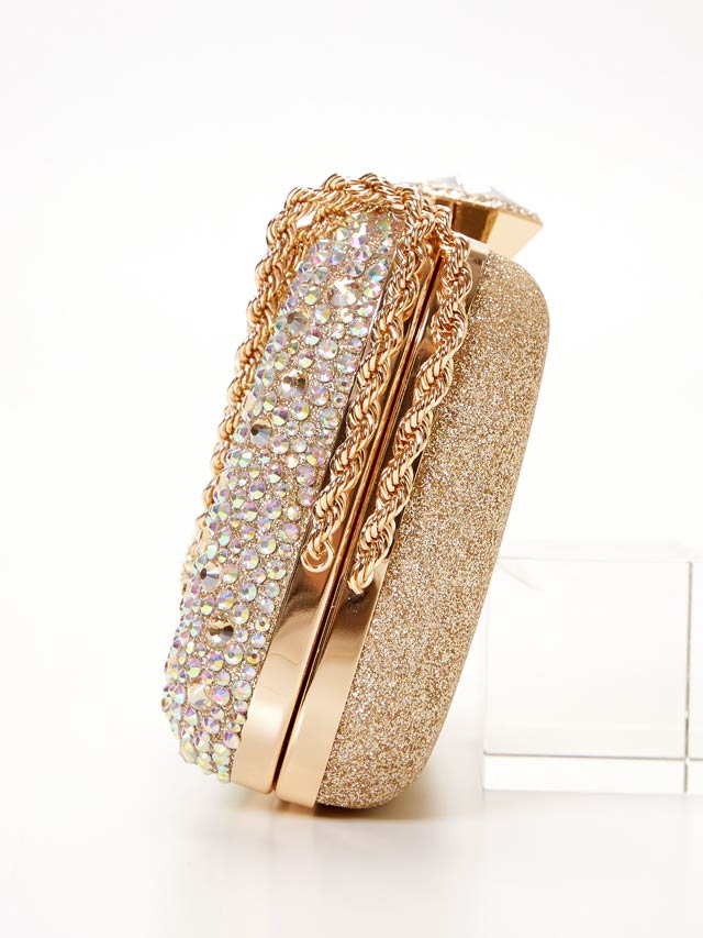 [2way]ラグジュアリーグリッターストーンハンド＆ショルダーバッグ