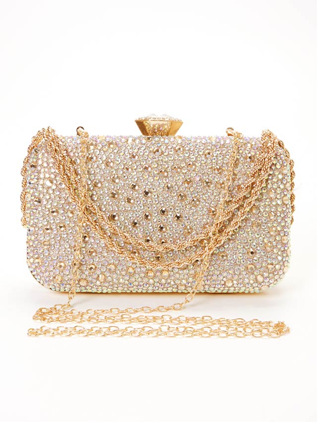 [2way]ラグジュアリーグリッターストーンハンド＆ショルダーバッグ