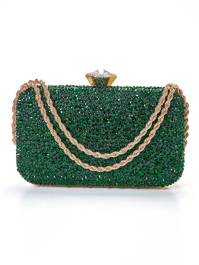 [2way]ラグジュアリーグリッターストーンハンド＆ショルダーバッグ