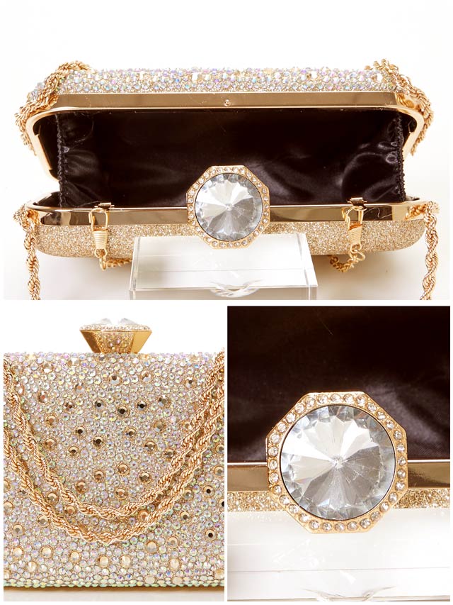 [2way]ラグジュアリーグリッターストーンハンド＆ショルダーバッグ