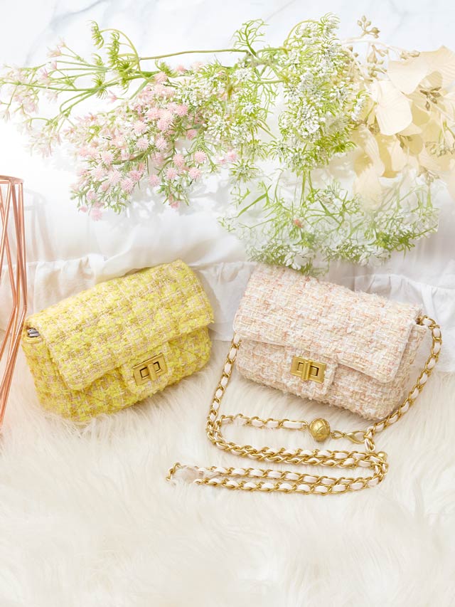 8/1再入荷! ミックスツイードバックルショルダーバッグ