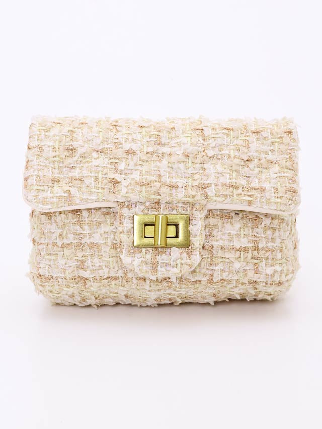 8/1再入荷! ミックスツイードバックルショルダーバッグ