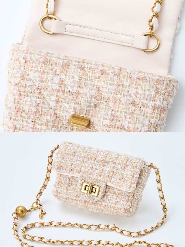 8/1再入荷! ミックスツイードバックルショルダーバッグ