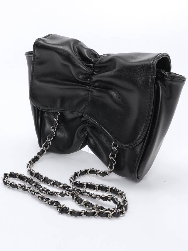 ギャザーリボンモチーフチェーンショルダーバッグ