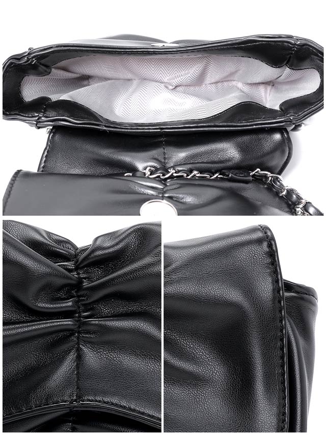 ギャザーリボンモチーフチェーンショルダーバッグ