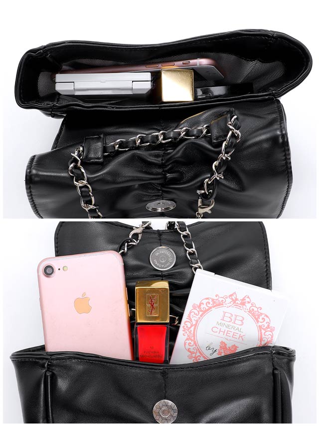 ギャザーリボンモチーフチェーンショルダーバッグ