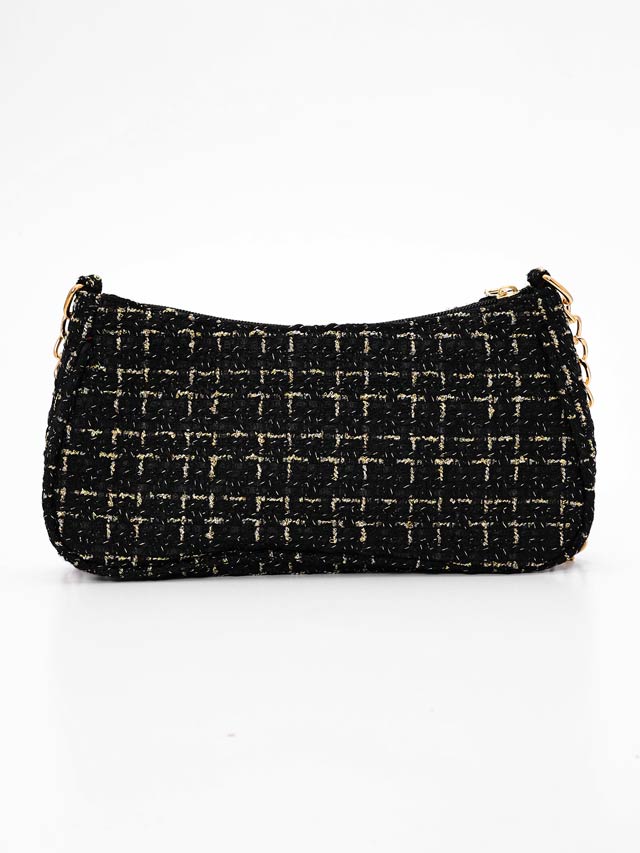 ラメツイードチェックチェーンショルダーバッグ