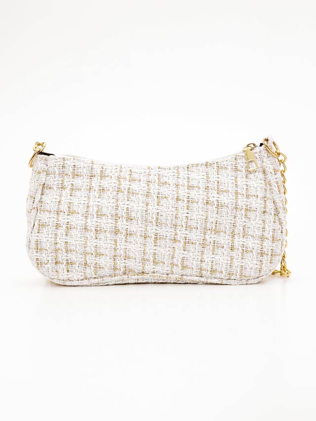 ラメツイードチェックチェーンショルダーバッグ