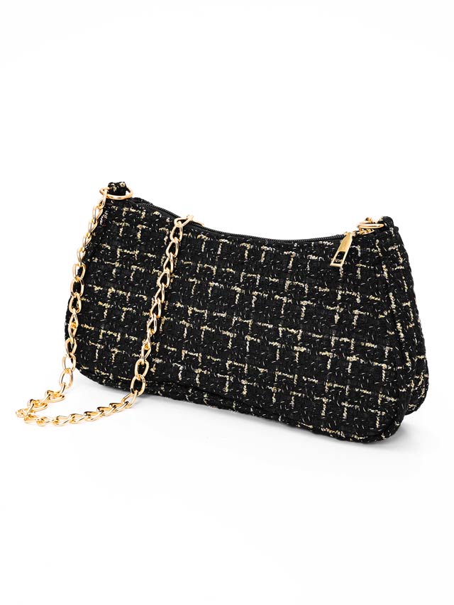 ラメツイードチェックチェーンショルダーバッグ