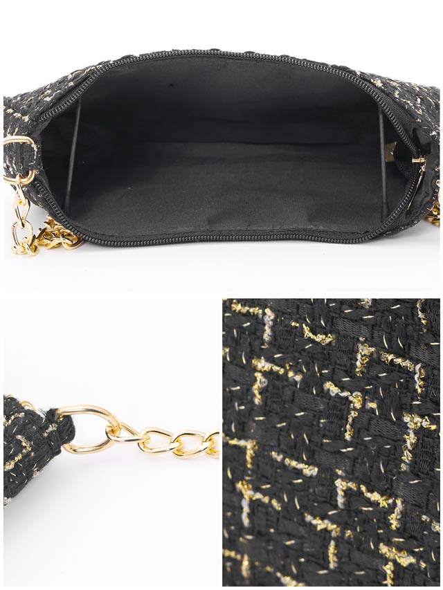 ラメツイードチェックチェーンショルダーバッグ