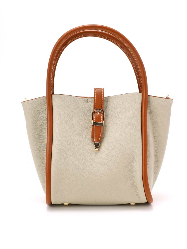 [2way]バイカラーパイピングベルトハンドバッグ＆ショルダーバッグ