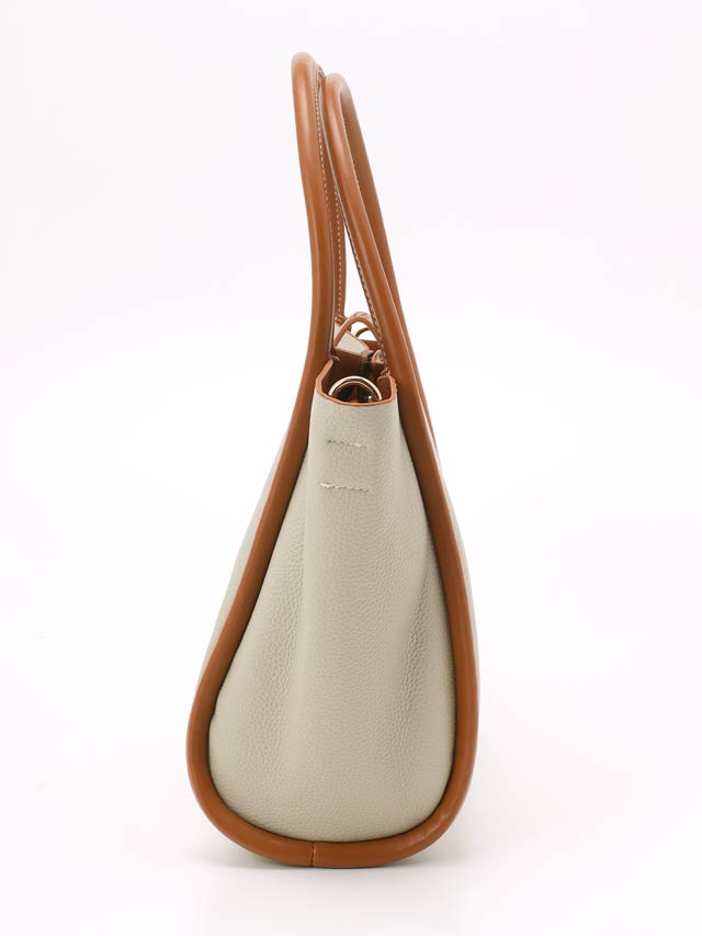 [2way]バイカラーパイピングベルトハンドバッグ＆ショルダーバッグ