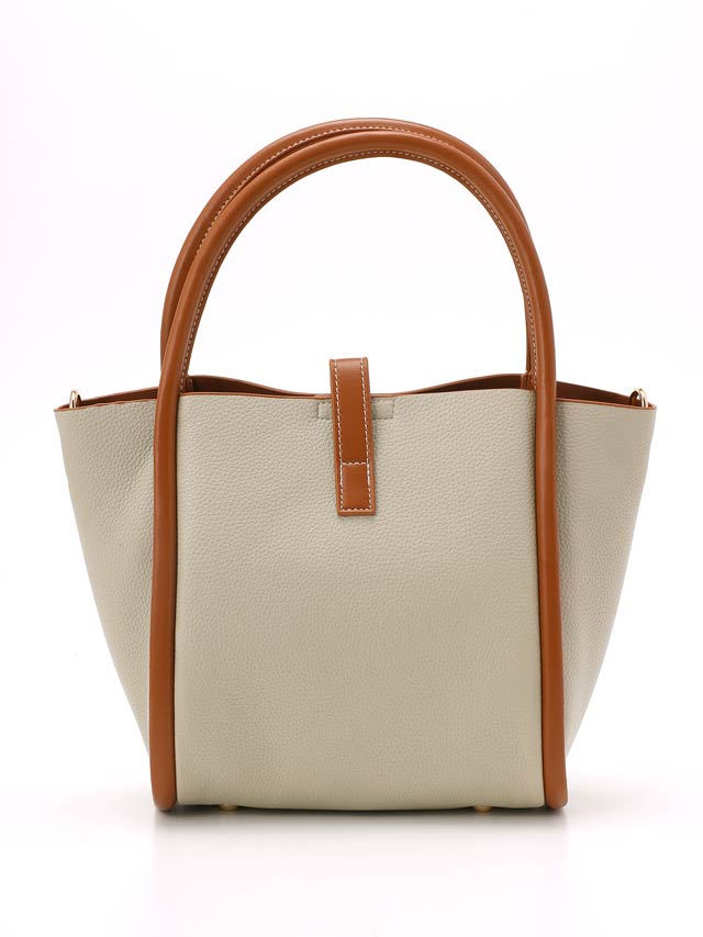 [2way]バイカラーパイピングベルトハンドバッグ＆ショルダーバッグ