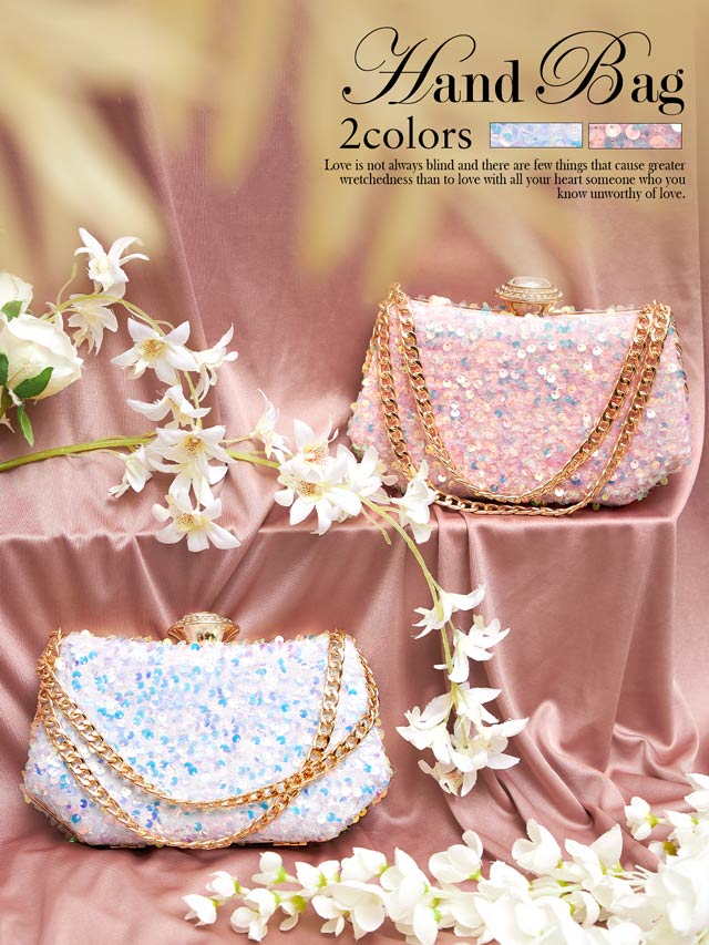 [2way]オーロラスパンコールビジュークラッチバッグ