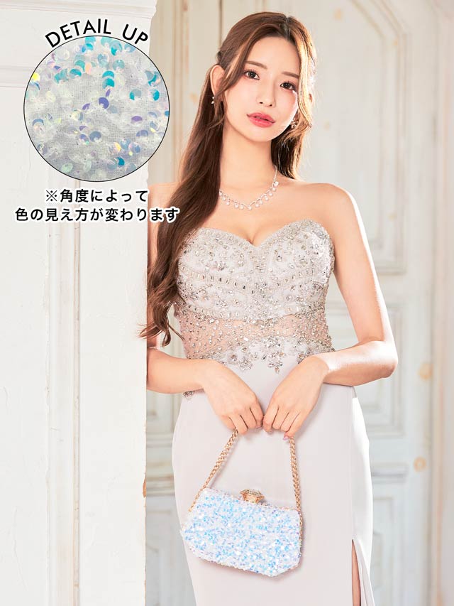 [2way]オーロラスパンコールビジュークラッチバッグ